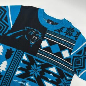 Carolina Panthers NFL Football Sweater Crewneck Patterned Ugly Style Adult Small